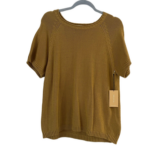 H by Halston Mustard Short Sleeve Sweater NWT